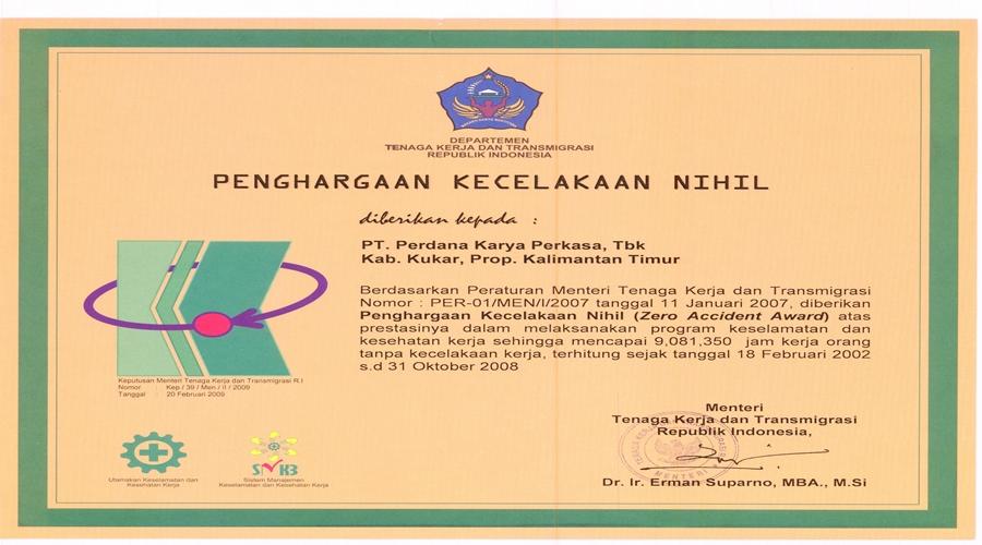 Zero Accident Award